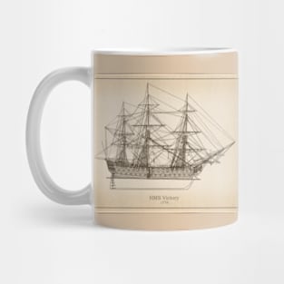 HMS Victory ship plans. 18th century Lord Nelson ship - SL Mug